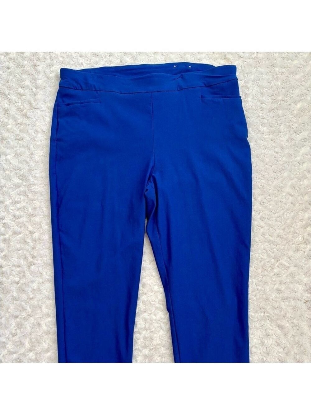 Chico's Royal Blue Cropped Pants Size 16 Lace Trim EUC - Picture 2 of 10